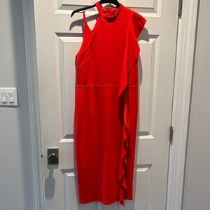 Topshop Vibrant Red Asymmetrical Dress